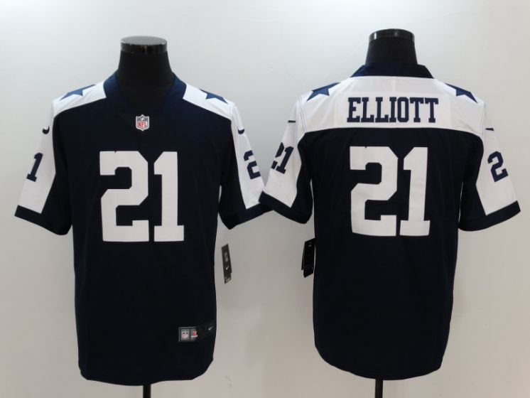 Men Dallas Cowboys 21 Elliott Blue Thanksgiving Nike Vapor Untouchable Limited NFL Jerseys